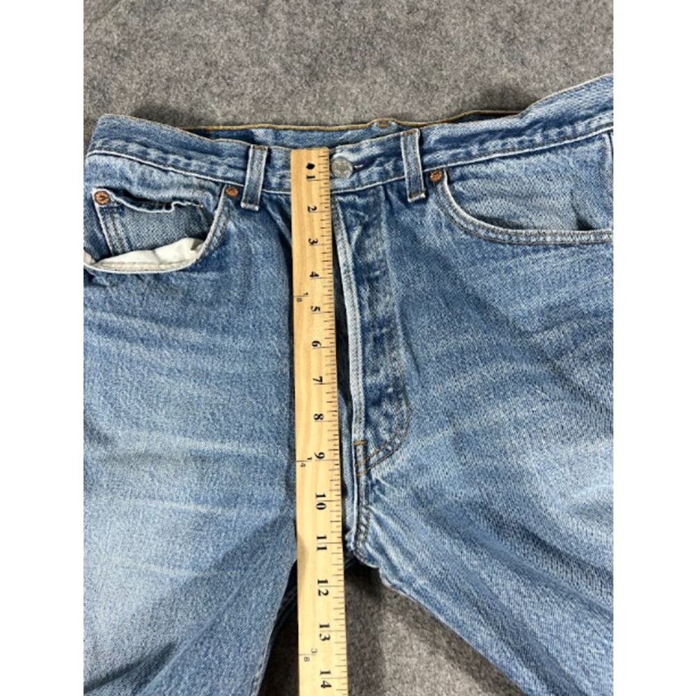 VTG 80s Levis 501 Jeans Men 34x34 Blue Light Wash Straight Distressed Streetwear - Picture 10 of 13